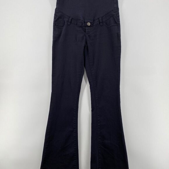 Thyme Jeans Women's Medium Maternity Full-belly Panel Black Purple Denim Pockets - Picture 1 of 11